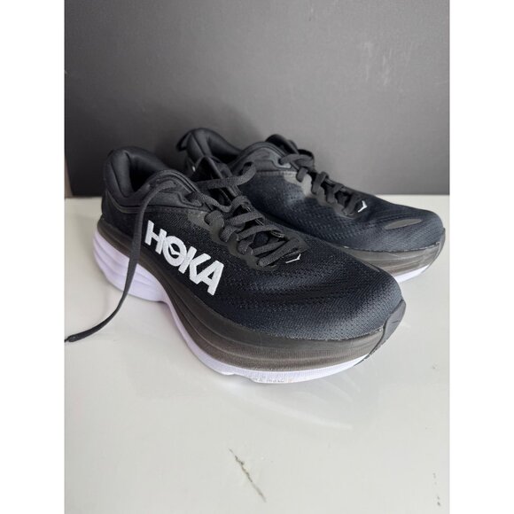 Hoka One One Bondi 8 Black White Sneakers Women's EU 41 1/3 US 9 New - Picture 2 of 8